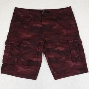 Nick Danger Mens Burgundy Camo Cargo Shorts Size 38 Maroon Camouflage Utility